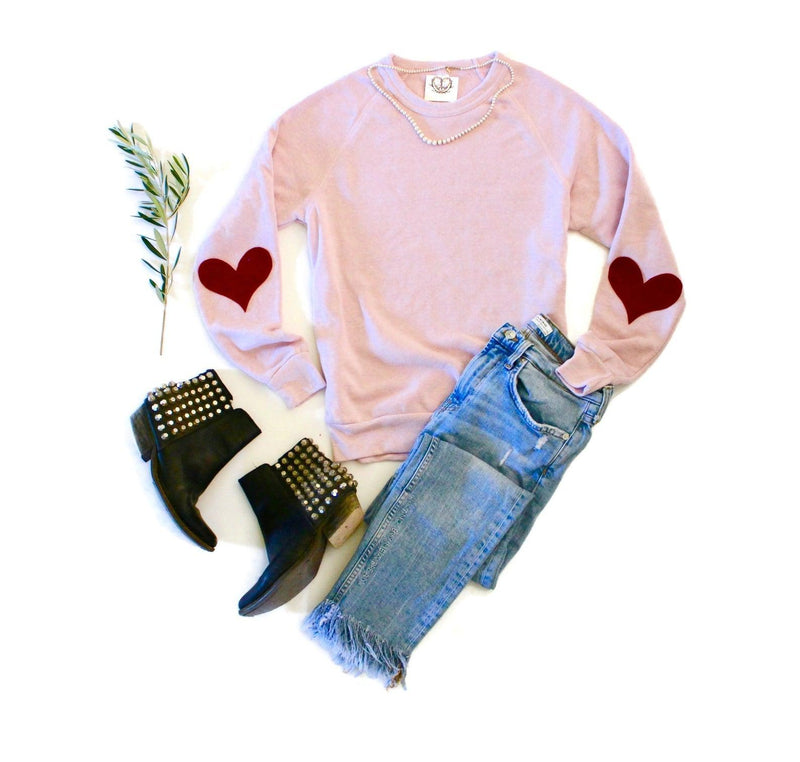 Velvet Heart Elbow Patch Sweatshirt - Shop Love and Bambii