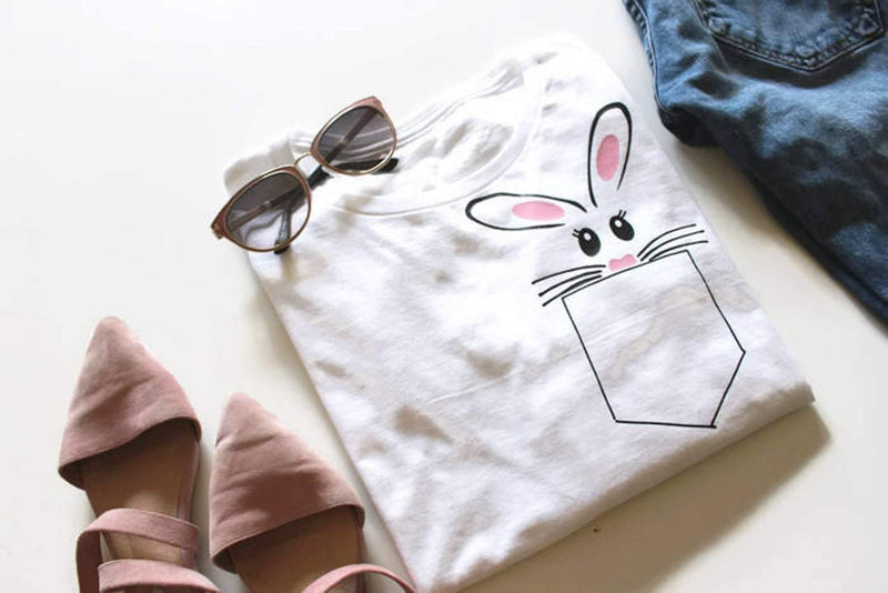Peeking Bunny Pocket Tee Shirt - Shop Love and Bambii