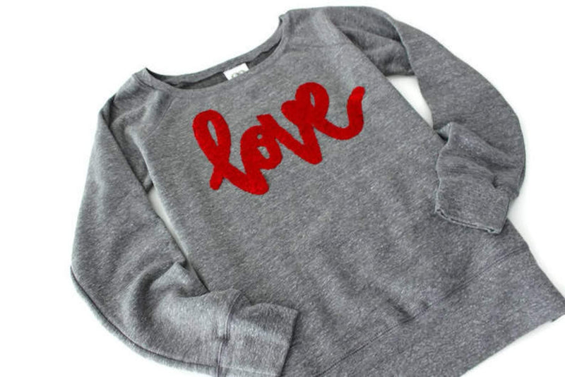 Wide Neck Love Sweatshirt - Shop Love and Bambii