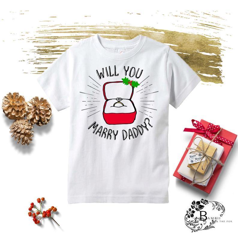 Will You Marry Daddy Kids Christmas Tee - Shop Love and Bambii