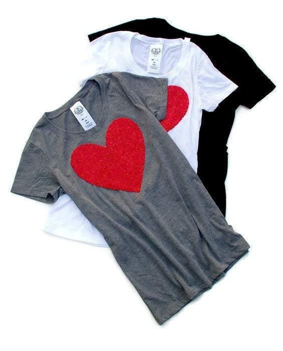 Sequin Heart Tee Shirt - Shop Love and Bambii