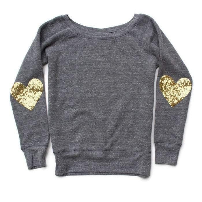 Heart Elbow Patch Sweatshirt - Shop Love and Bambii