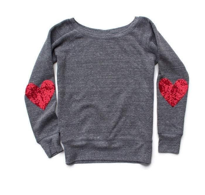 Heart Elbow Patch Sweatshirt - Shop Love and Bambii