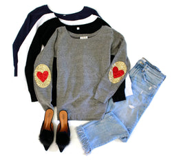 Oval + Heart Elbow Patch Sweatshirt - Shop Love and Bambii